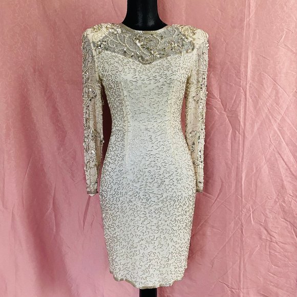 Kathryn Conover Petites Dresses & Skirts - Vintage Kathryn Conover Beaded Applique Cocktail Dress – Pearls & Sequins – Sz 2